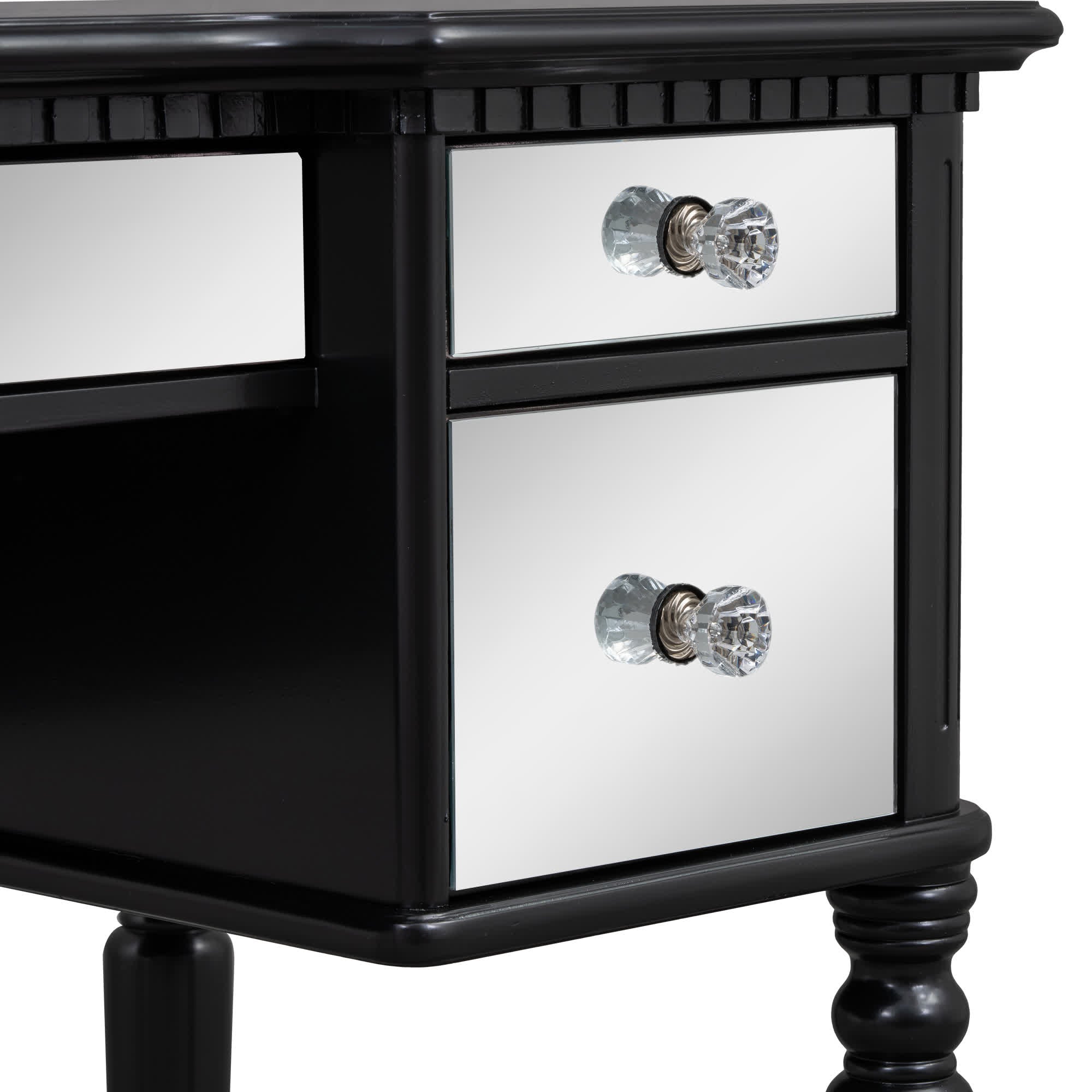 Tri-fold Mirror Vanity Desk Stool Set
