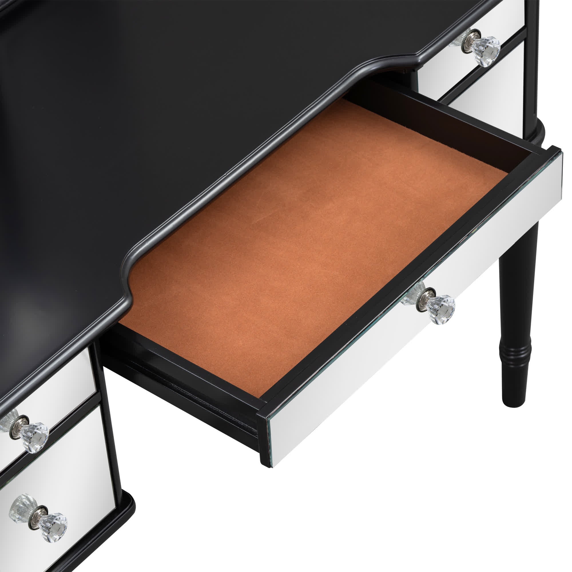 Tri-fold Mirror Vanity Desk Stool Set