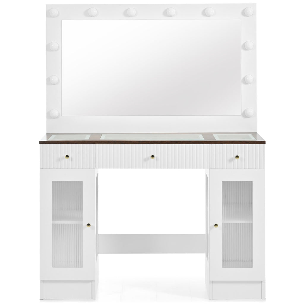 Modern Glass Top Makeup Vanity