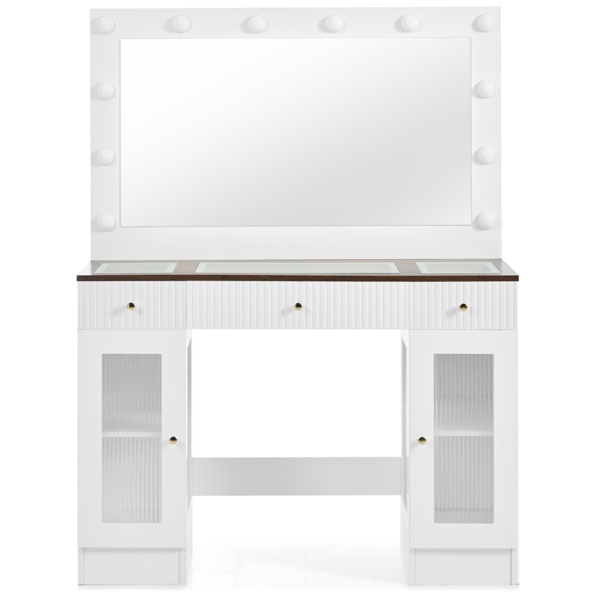 Modern Glass Top Makeup Vanity