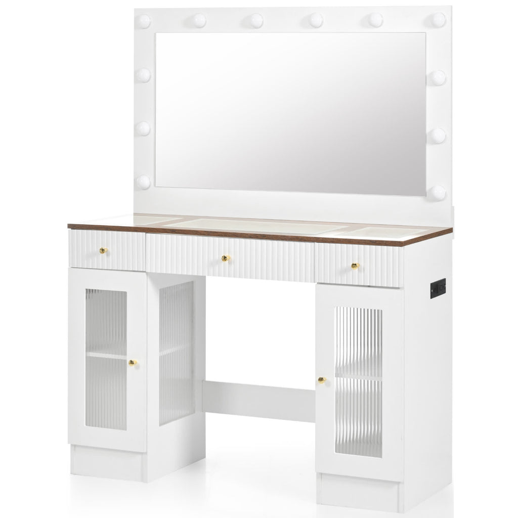 Modern Glass Top Makeup Vanity