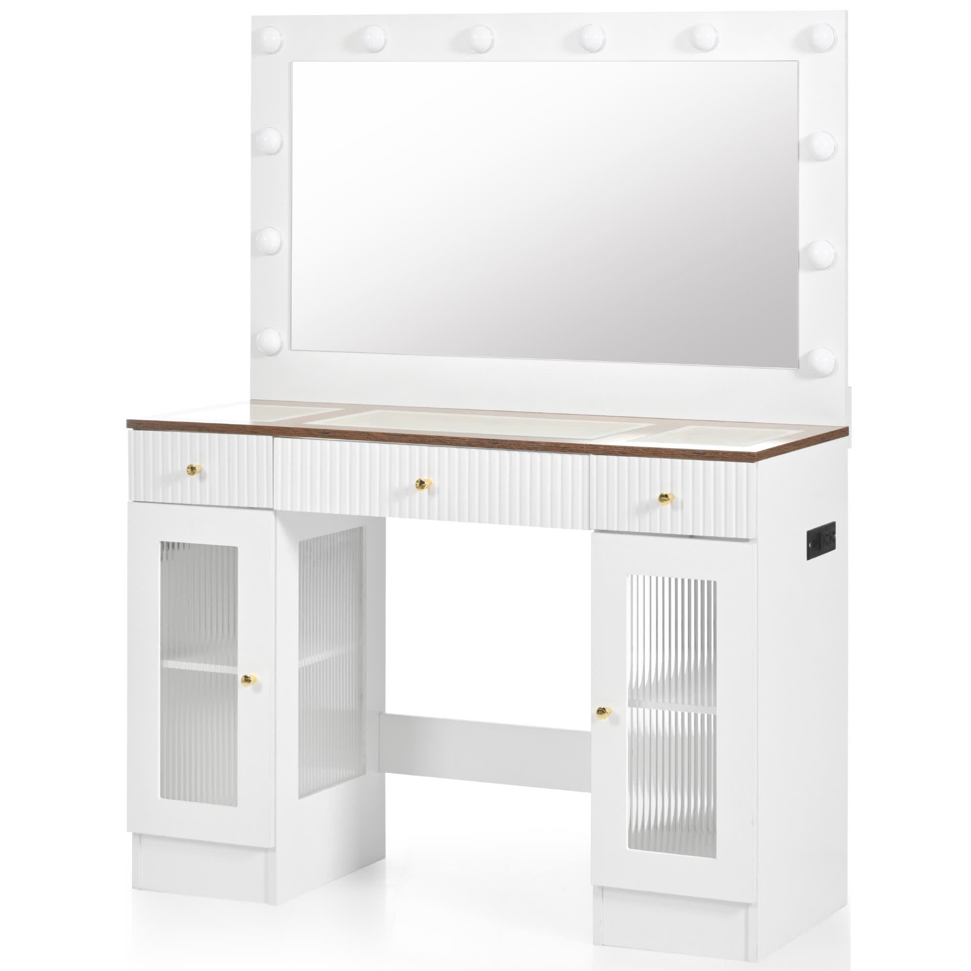 Modern Glass Top Makeup Vanity