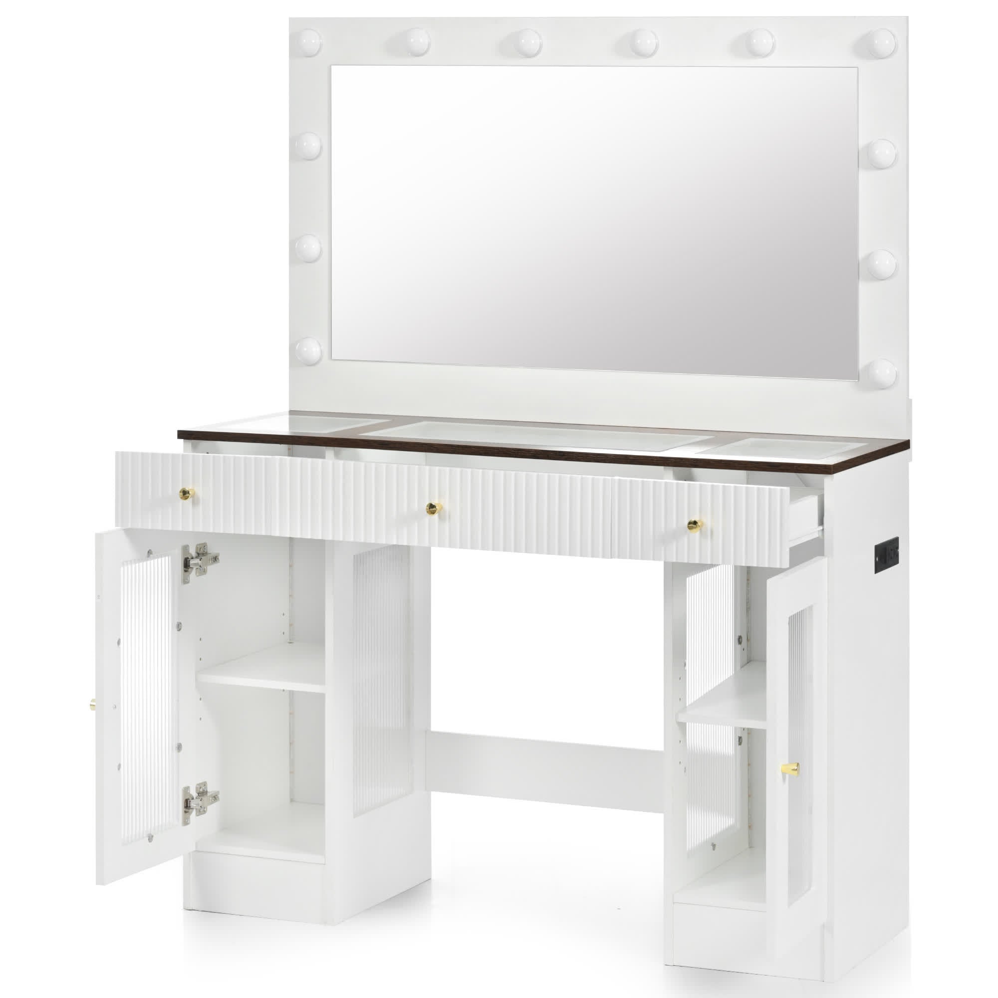 Modern Glass Top Makeup Vanity
