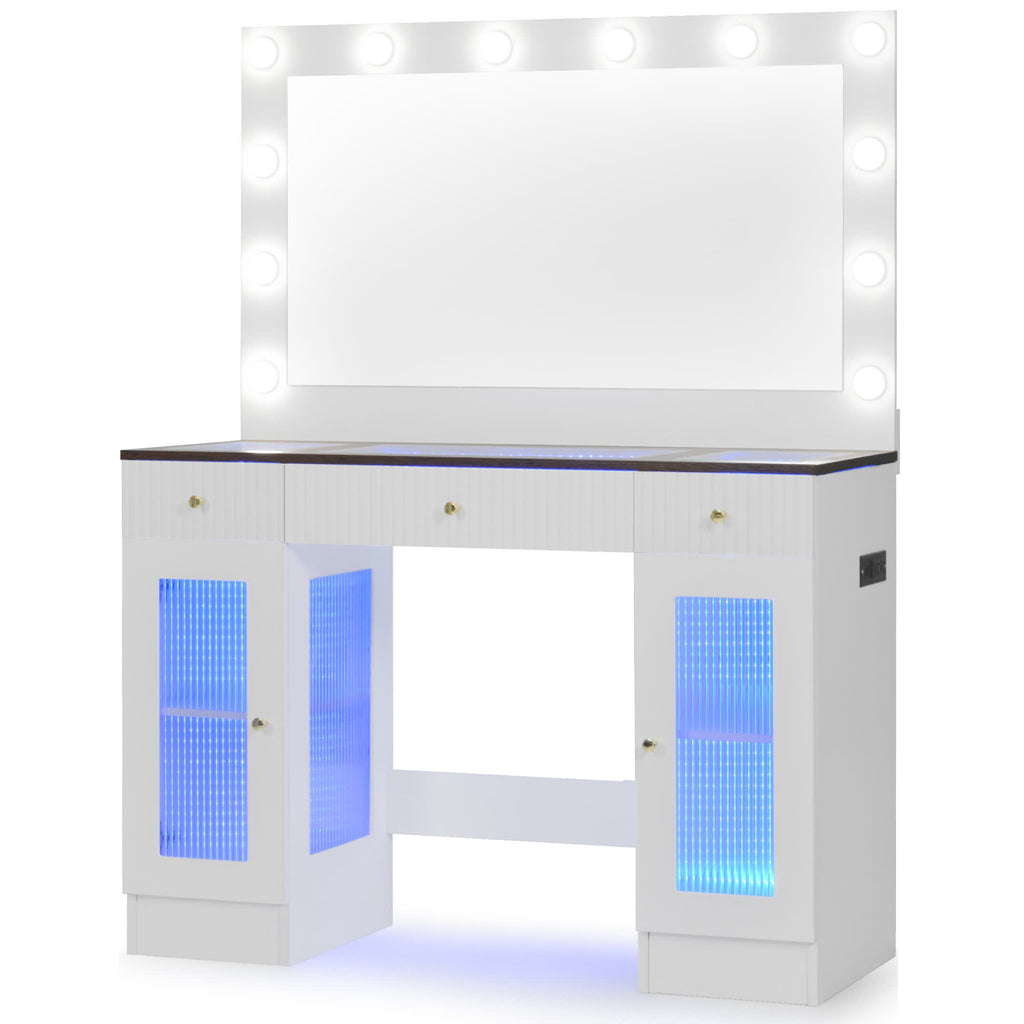 Modern Glass Top Makeup Vanity