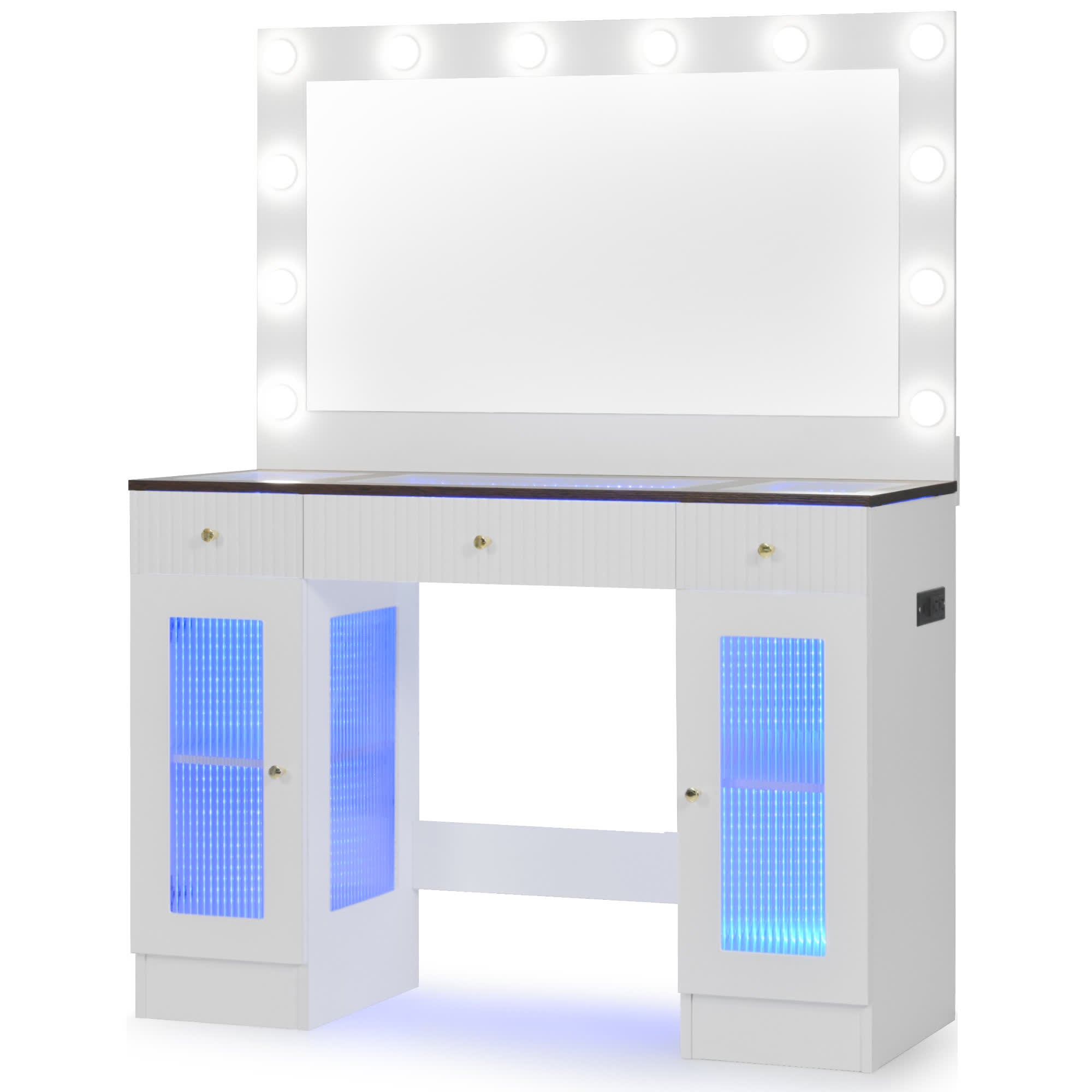 Modern Glass Top Makeup Vanity
