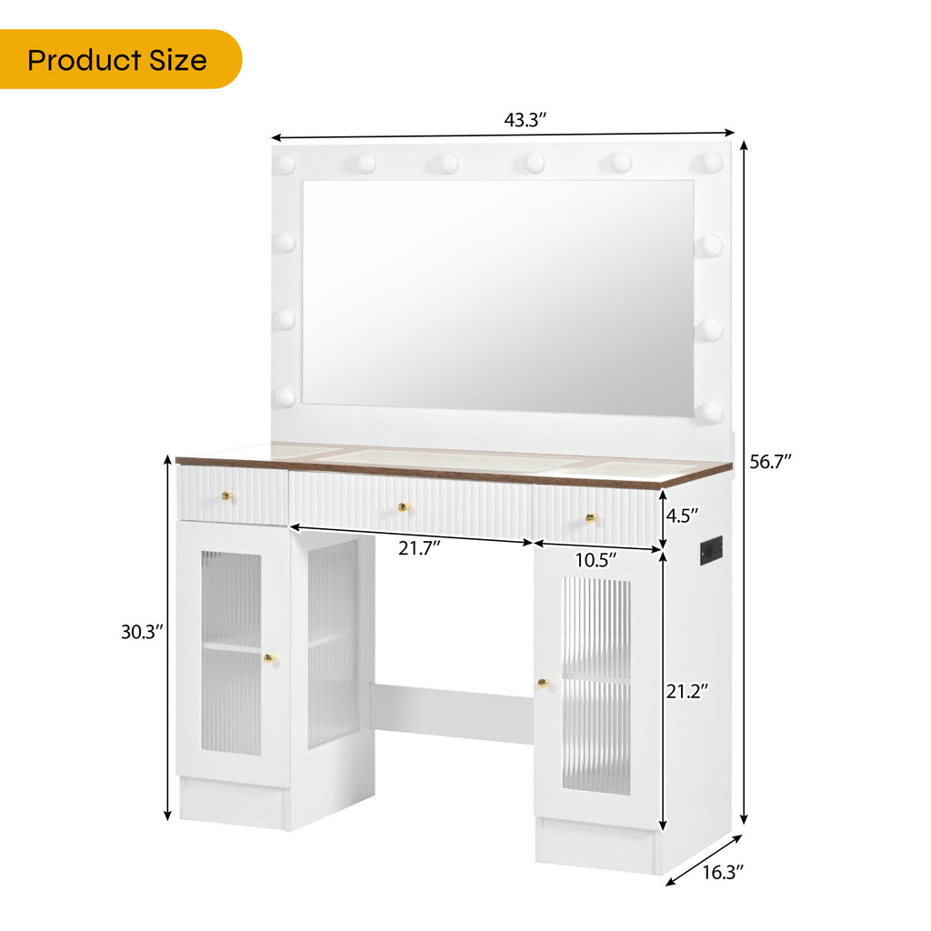Modern Glass Top Makeup Vanity