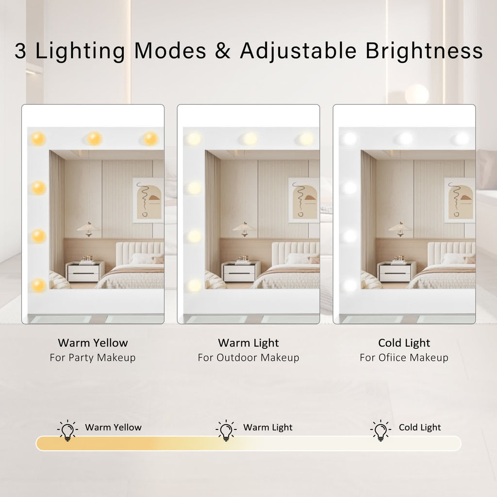 Modern Glass Top Makeup Vanity