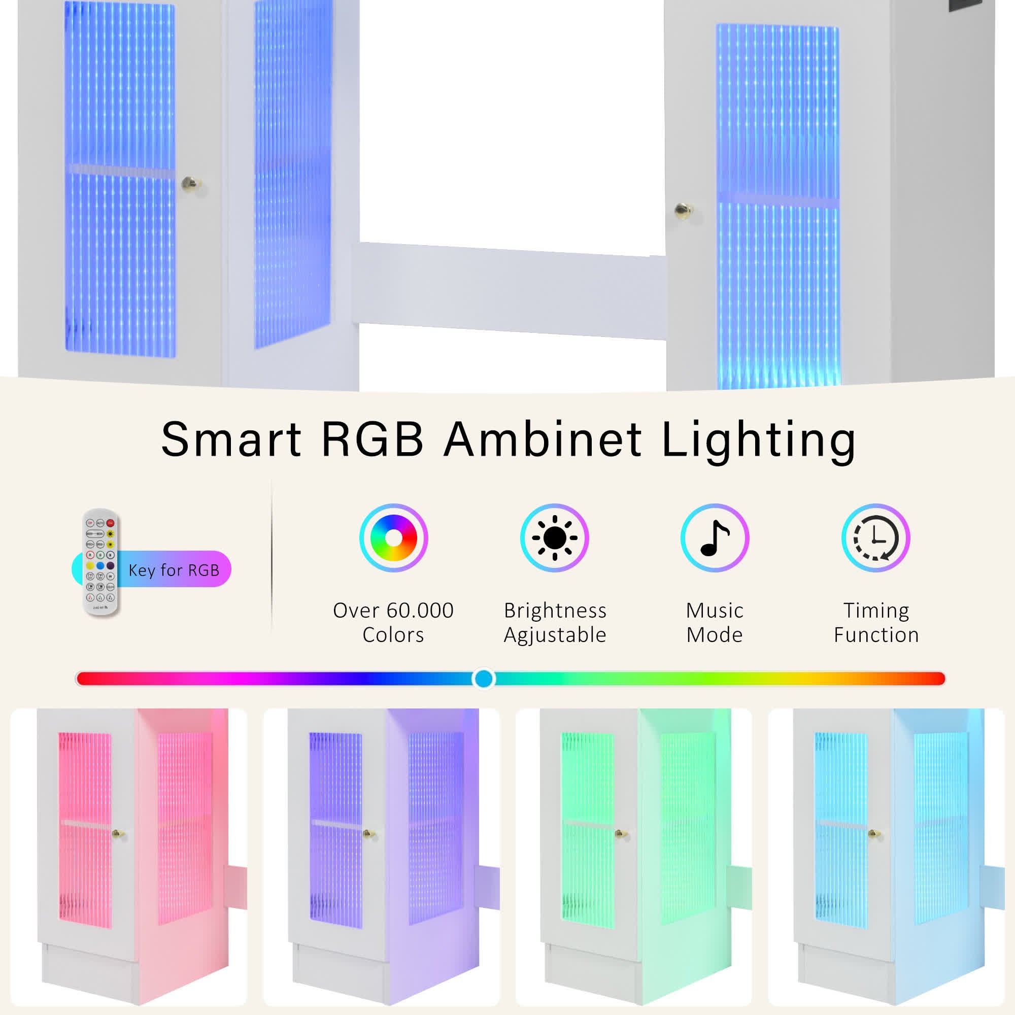 Modern Glass Top Makeup Vanity