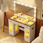 Modern Glass Top Makeup Vanity - White - 43.30"L x 16.30"W x56.70"H - image 0