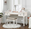 Flip Up Vanity Table Stool Set - White - 54.00"L x 18.00"W x 30.00"H - image 0