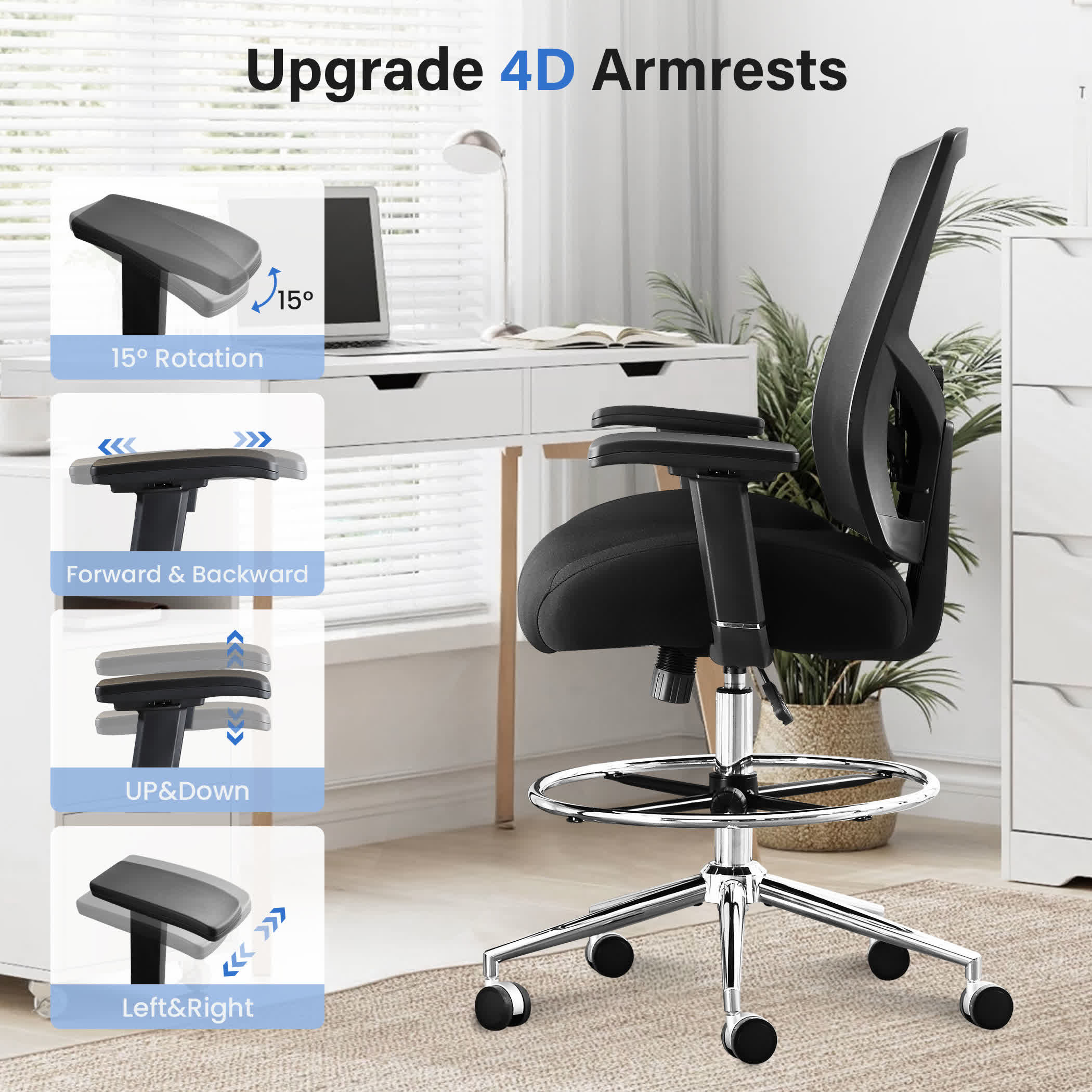 Ergonomic Heavy Duty Tall Office Drafting Chair