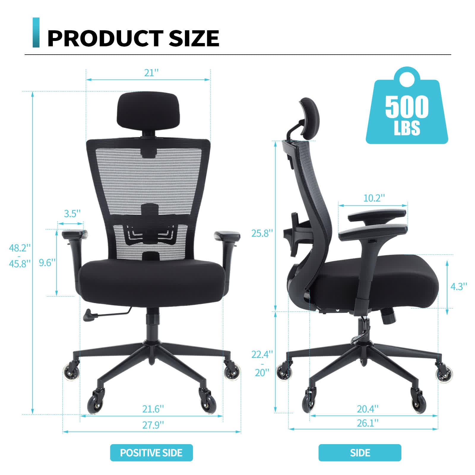 Ergonomic Big and Tall Office Mesh Chair - image 8
