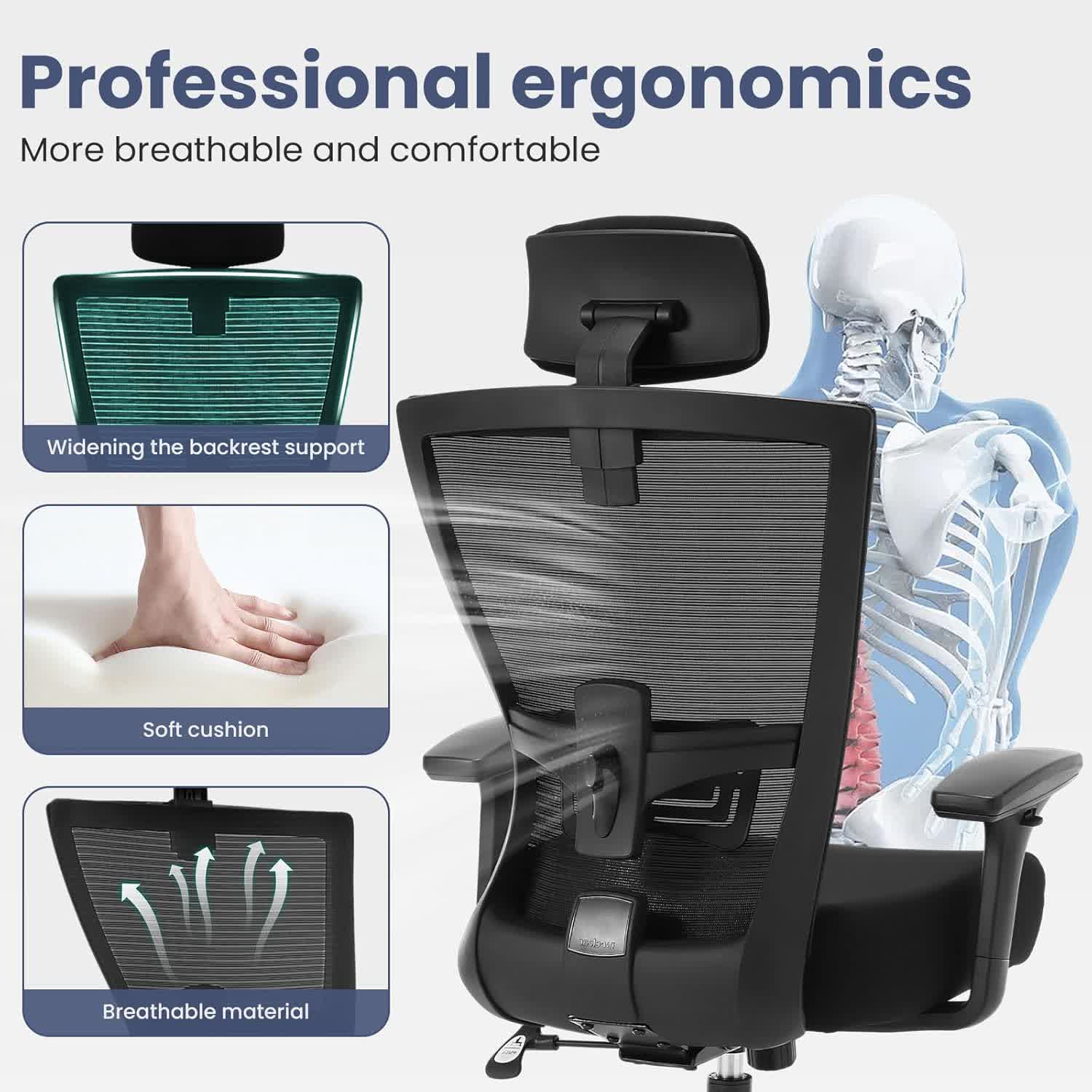 Ergonomic Big and Tall Office Mesh Chair