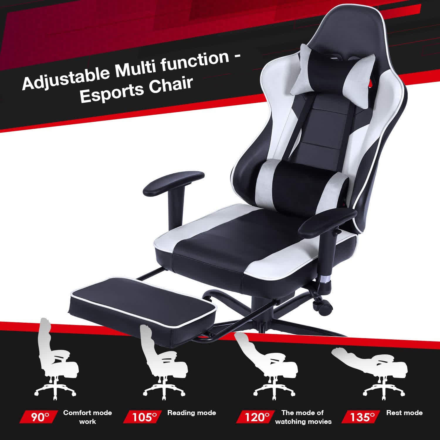 Ergonomic Computer Chair with Vibration Massage Function - image 3