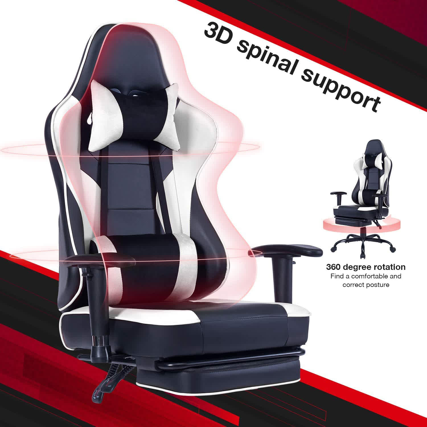 Ergonomic Computer Chair with Vibration Massage Function