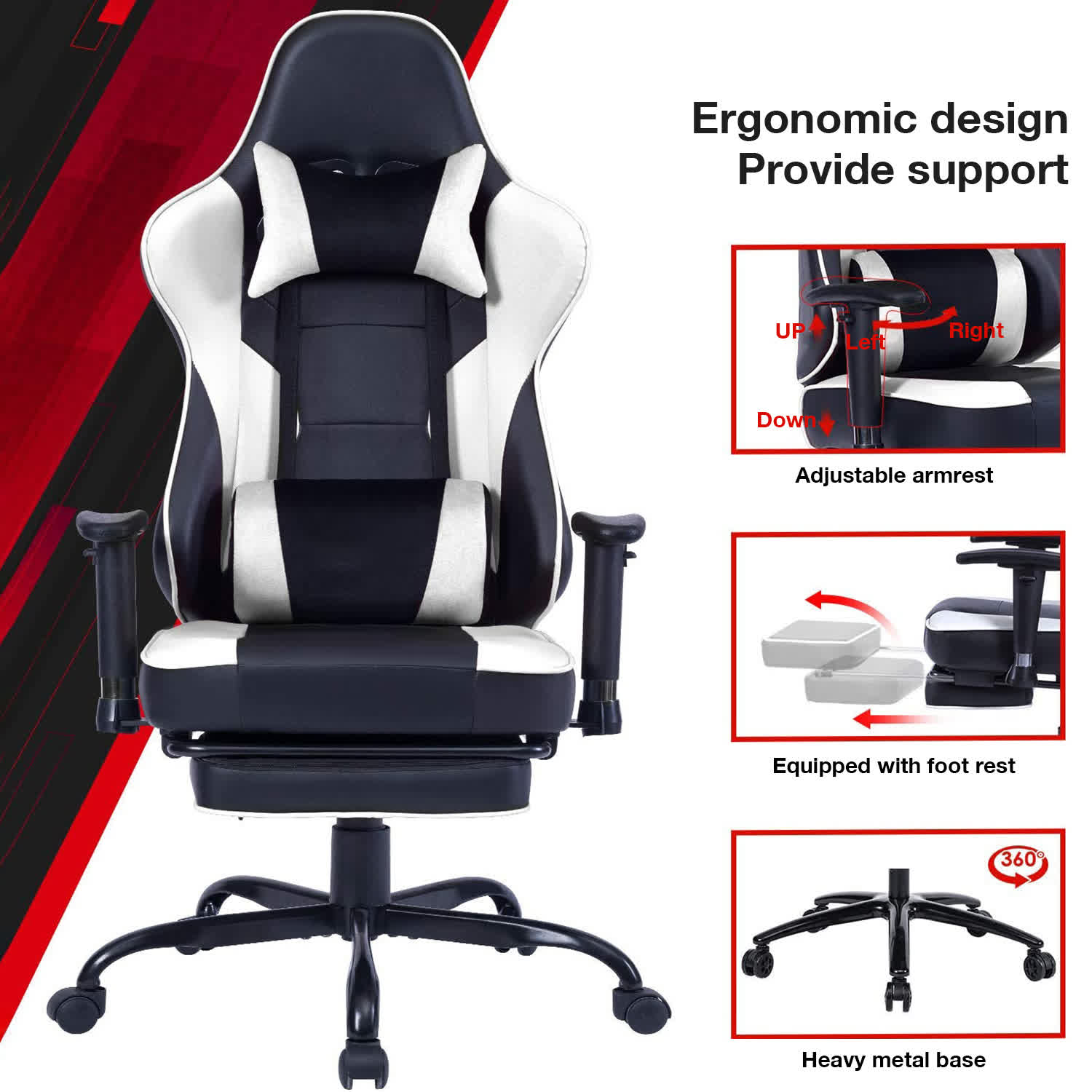 Ergonomic Computer Chair with Vibration Massage Function