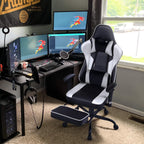 Ergonomic Computer Chair with Vibration Massage Function -  White+Black - 26.80"L x 26.80"W x 51.97"H - image 0