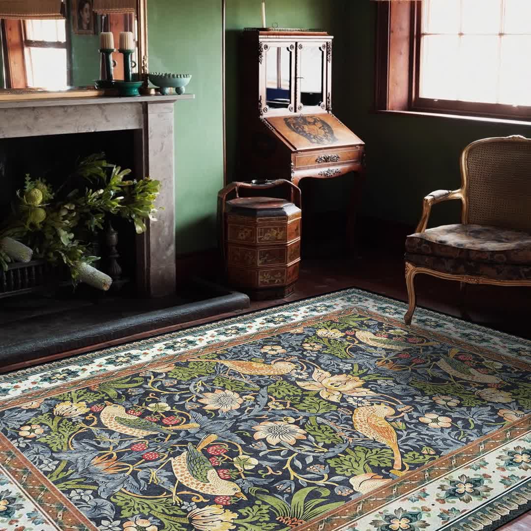 Foldable Floral Bird Anti-slip Washable Area Rug  - 60" x 96" - image 0