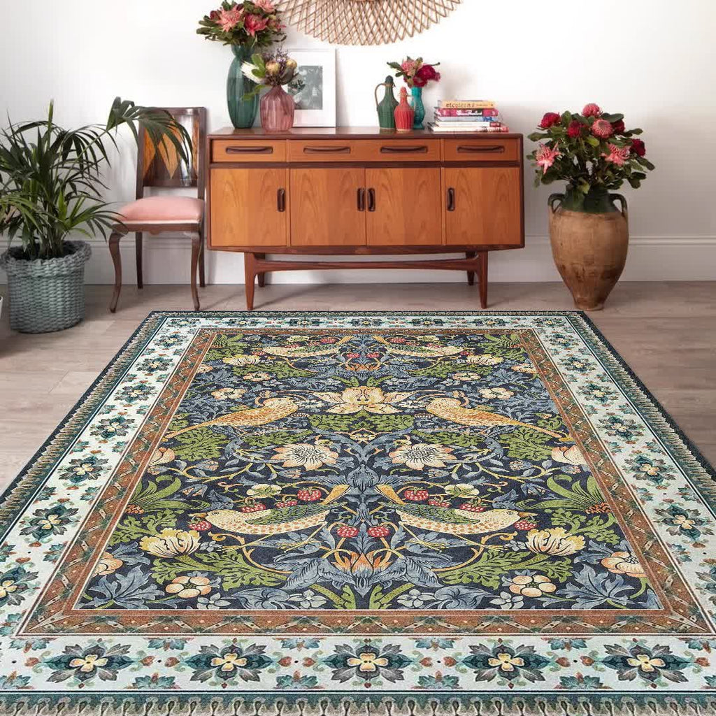 Foldable Floral Bird Anti-slip Washable Area Rug  - image 1