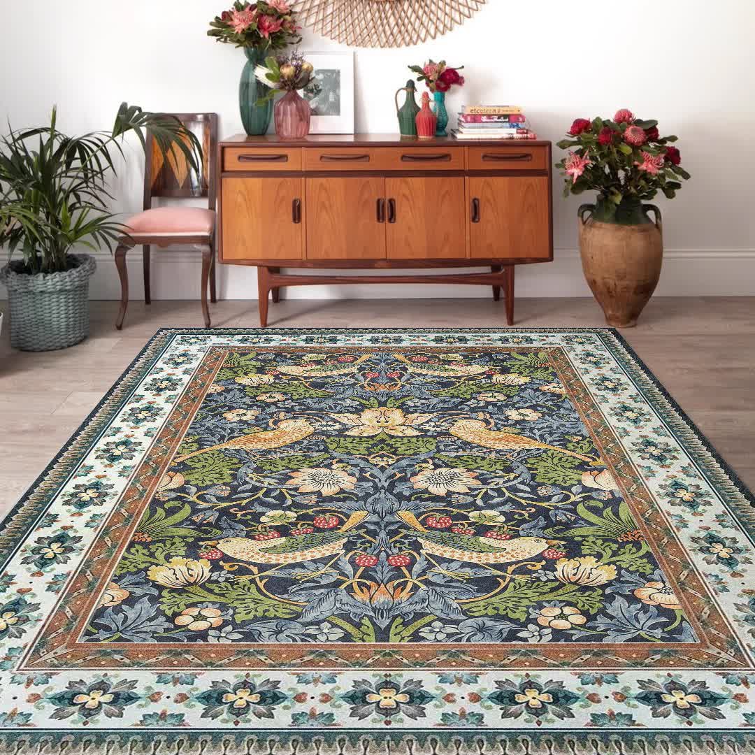 Foldable Floral Bird Anti-slip Washable Area Rug  - image 1