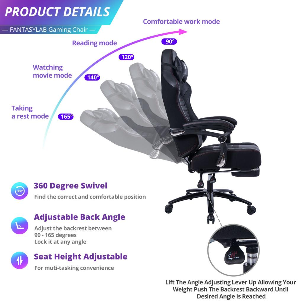 Height Adjustable Swivel Ergonomic Office Game Chair