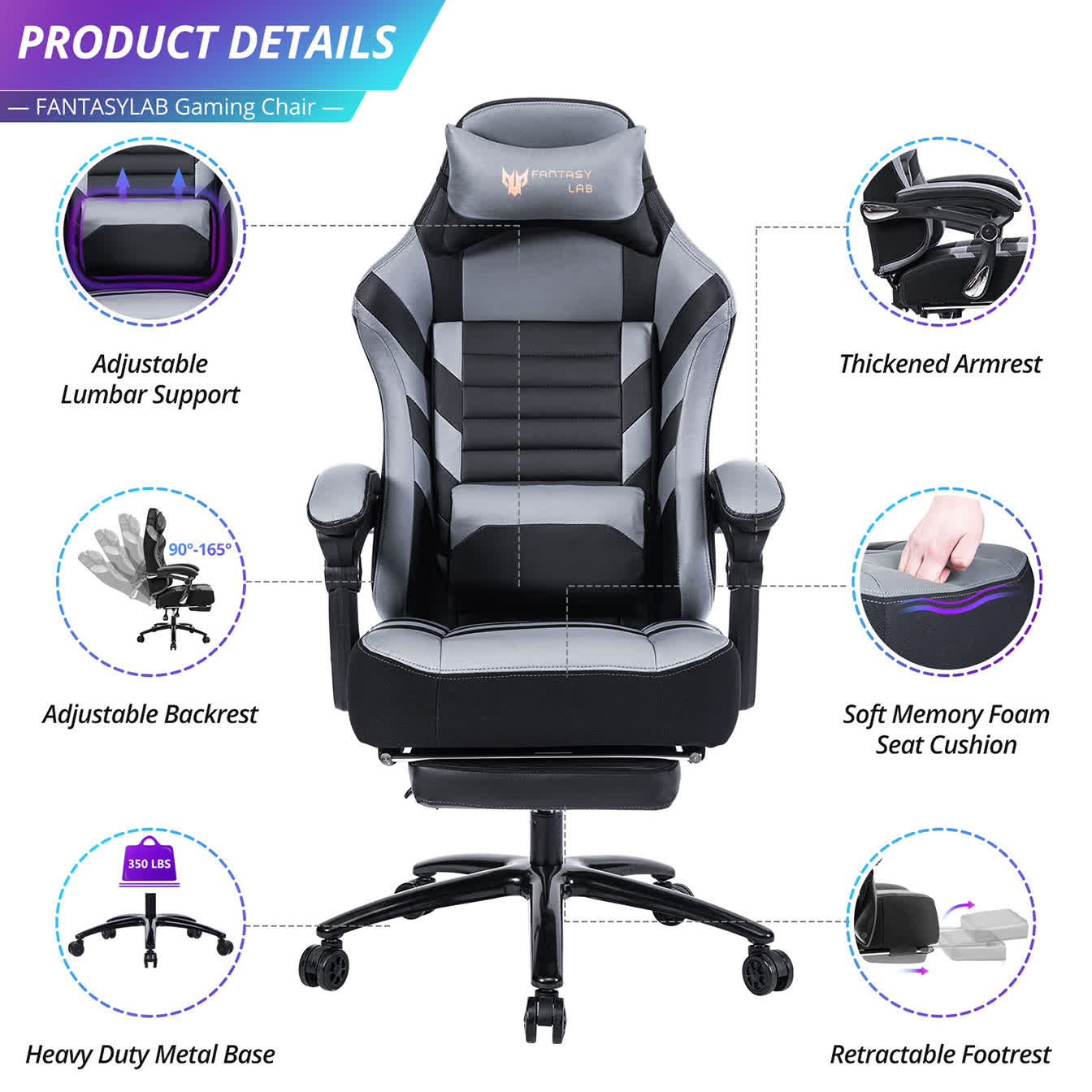 Height Adjustable Swivel Ergonomic Office Game Chair