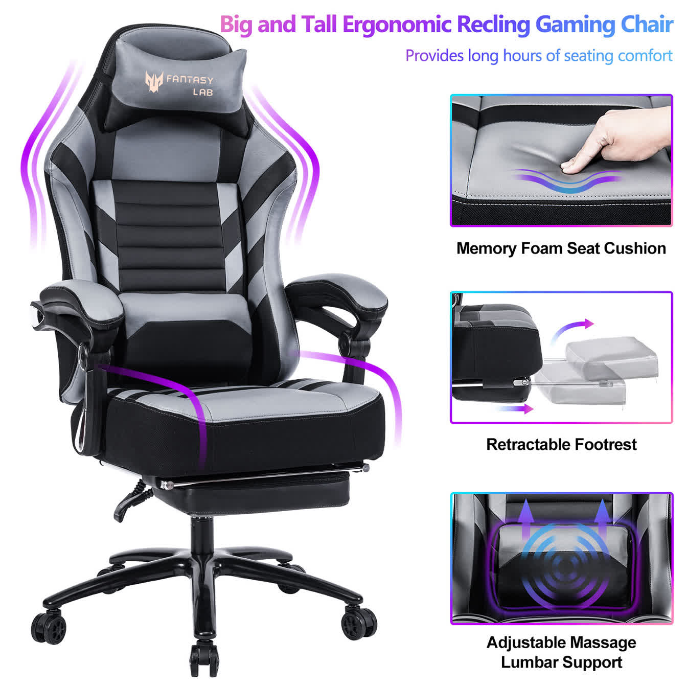 Height Adjustable Swivel Ergonomic Office Game Chair - image 9