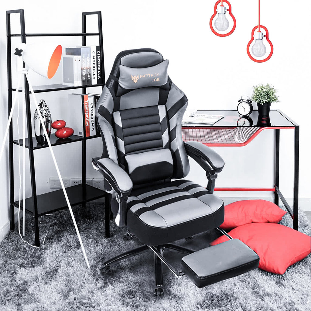Height Adjustable Swivel Ergonomic Office Game Chair - Grey - 27.20"L x26.40"W x 53.50"H - image 6