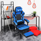 Height Adjustable Swivel Ergonomic Office Game Chair - Blue - 27.20"L x26.40"W x 53.50"H - image 12