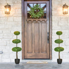 Artificial Boxwood Topiary Trees Decor - Green - 12.25"L x 12.25"W x 43.25"H - image 0