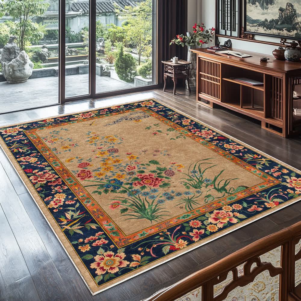 Washable Durable Vintage Floral Decorative Area Rug  - 60" x 96" - image 0