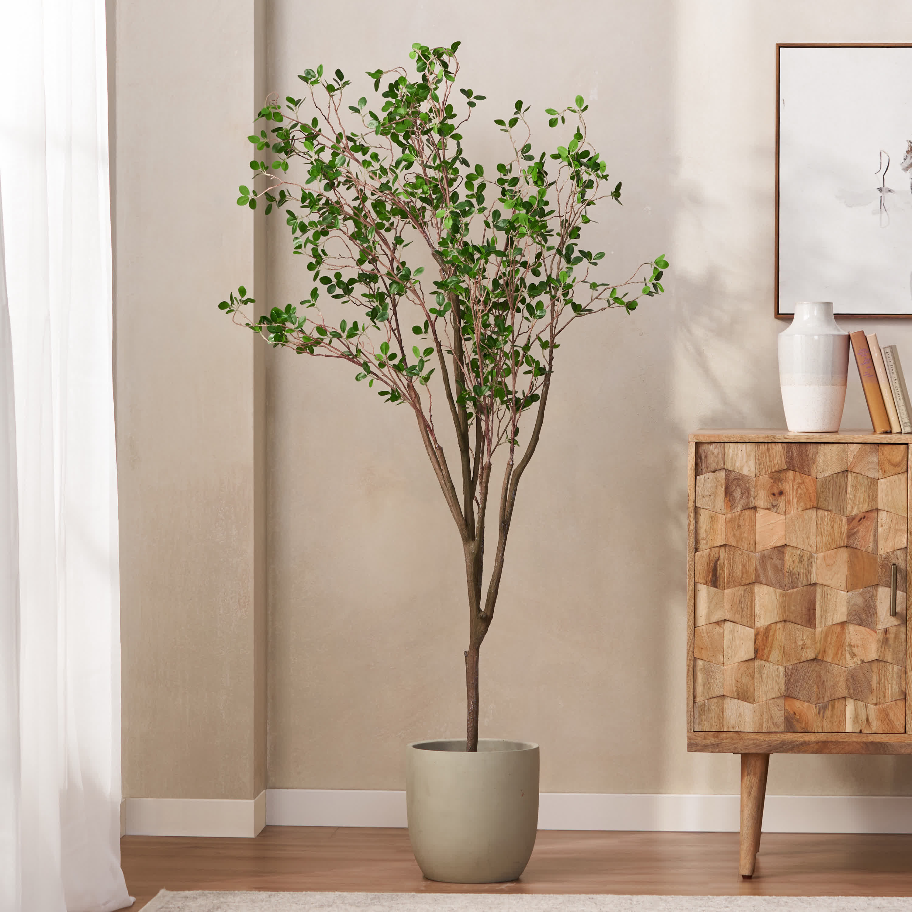 Artificial Milan Leaf Bonsai Decor - Green - 39.30"L x 26.70"W x 70.90"H - image 0