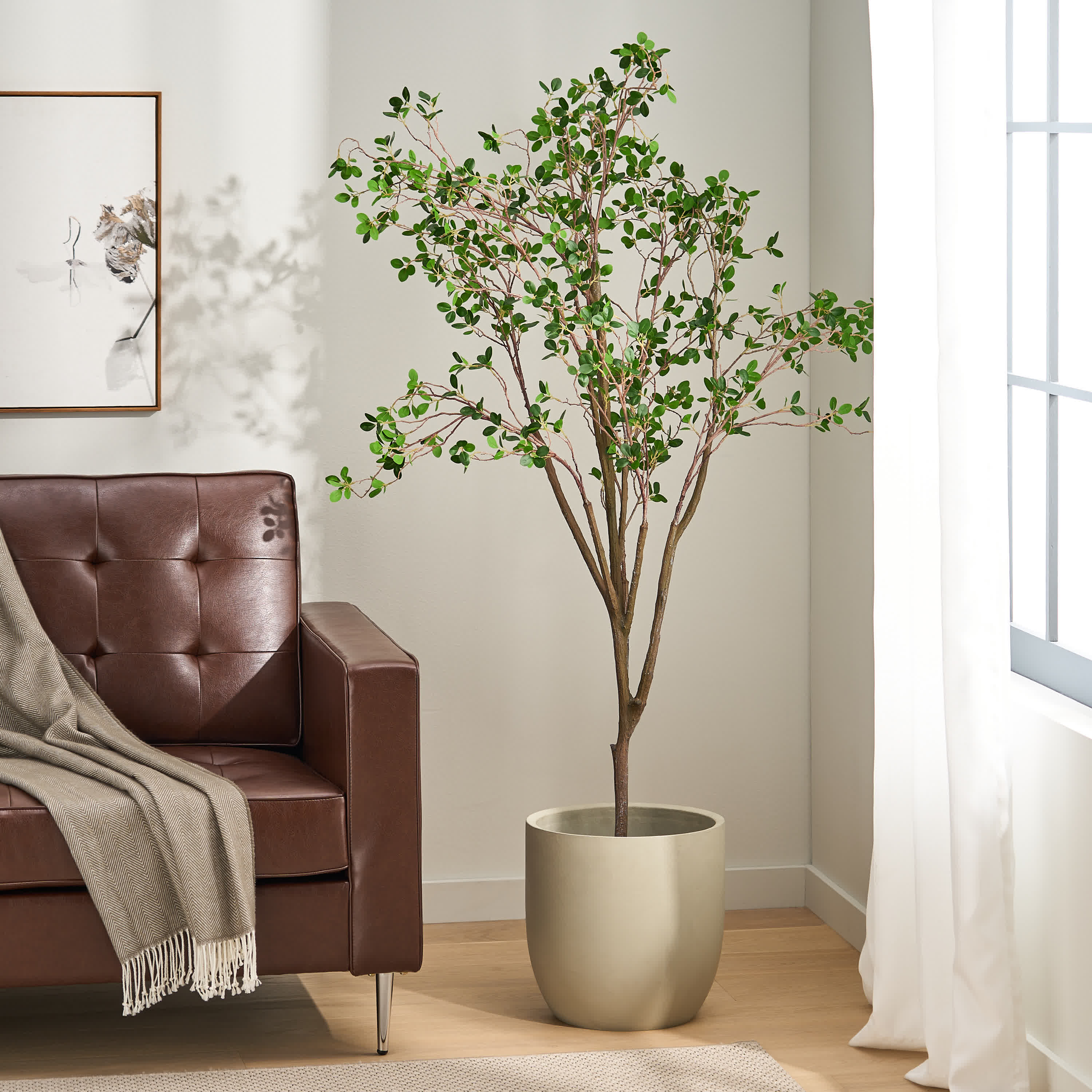 Artificial Milan Leaf Bonsai Decor