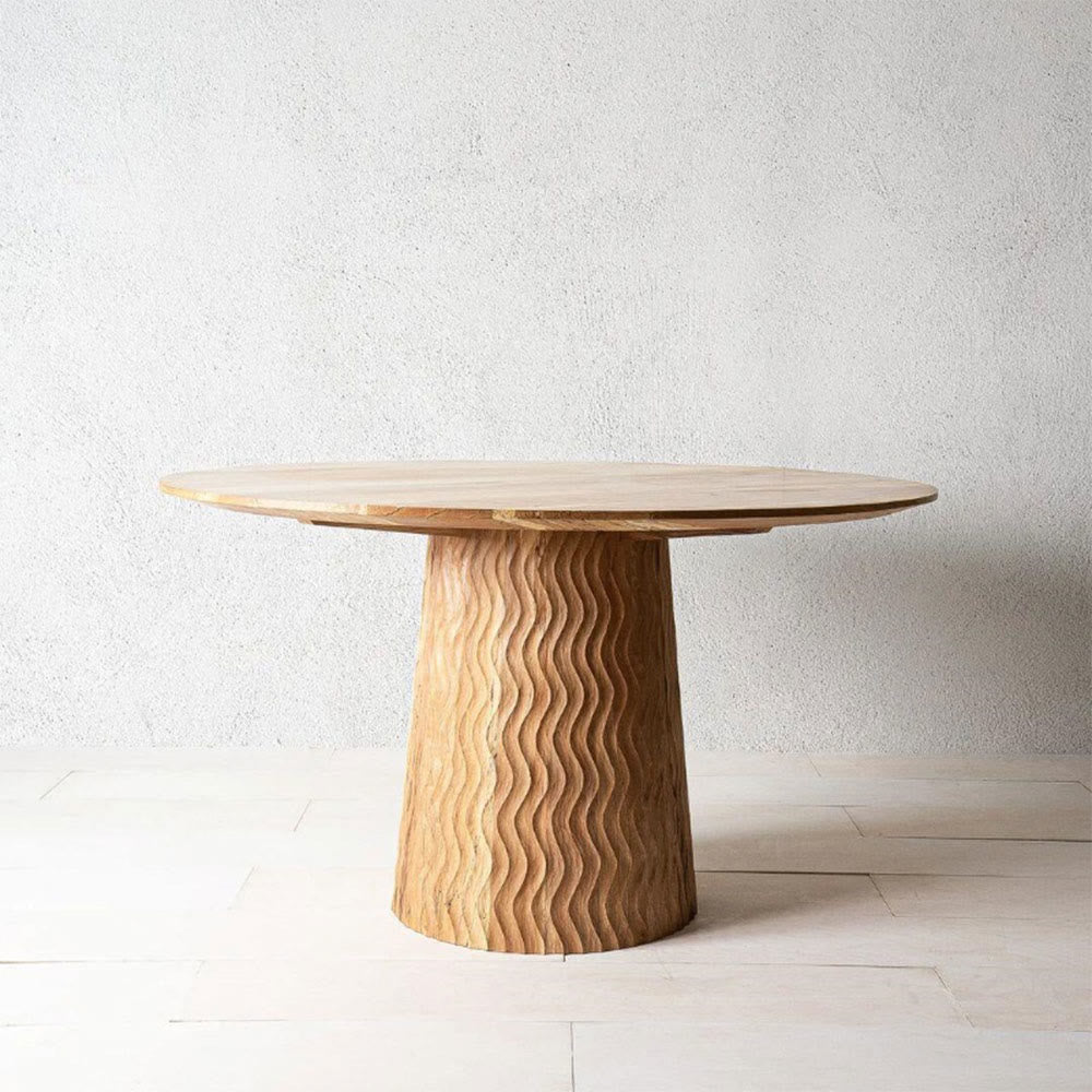 Natural Wood Solid Wood Round Dining Table - W43.31" x D43.31" x H29.53" - image 0