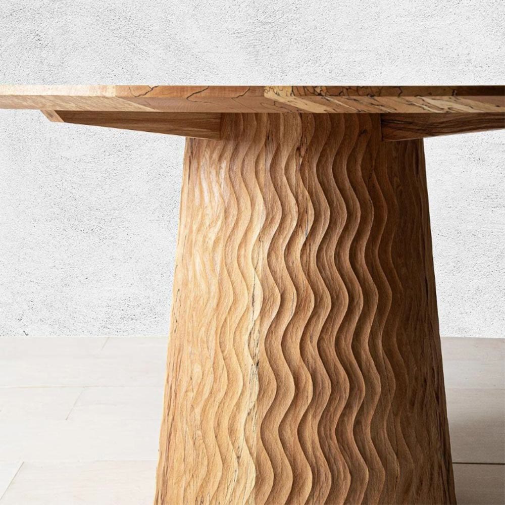 Natural Wood Solid Wood Round Dining Table - image 5
