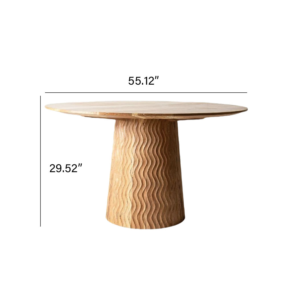 Natural Wood Solid Wood Round Dining Table - image 9