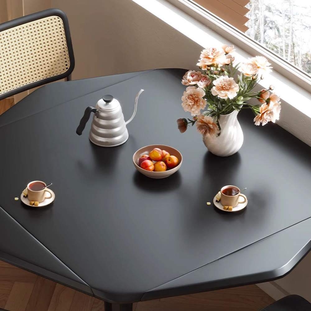 Black Foldable Octagonal Dining Table