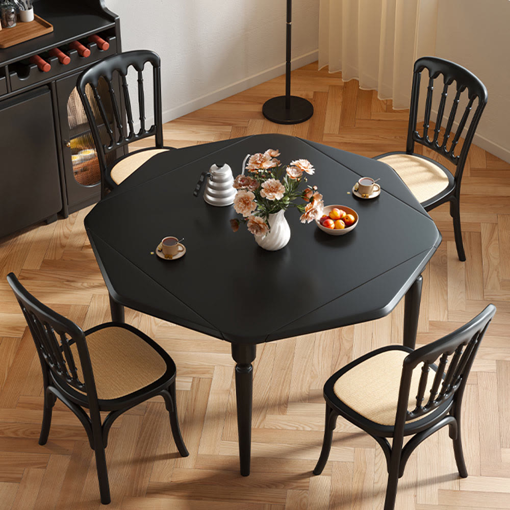 Black Foldable Octagonal Dining Table