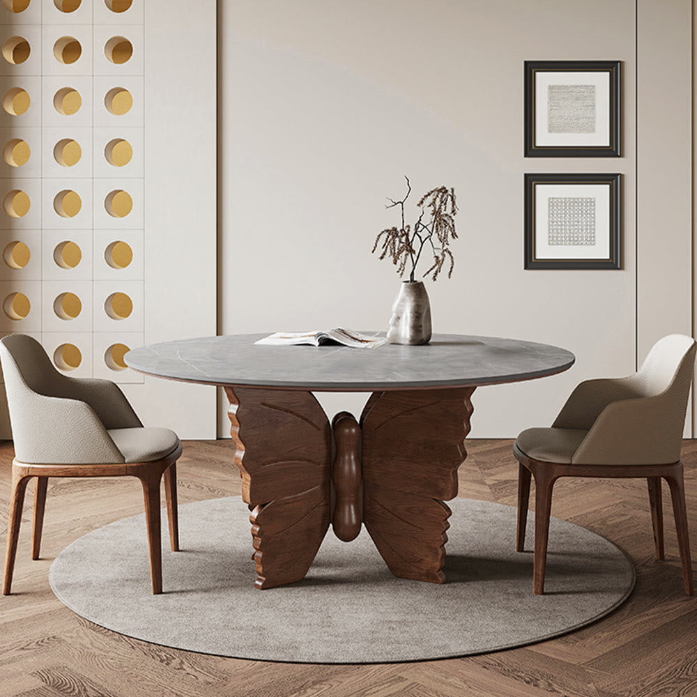 Walnut Butterfly-shaped Base Solid Wood Dining Table