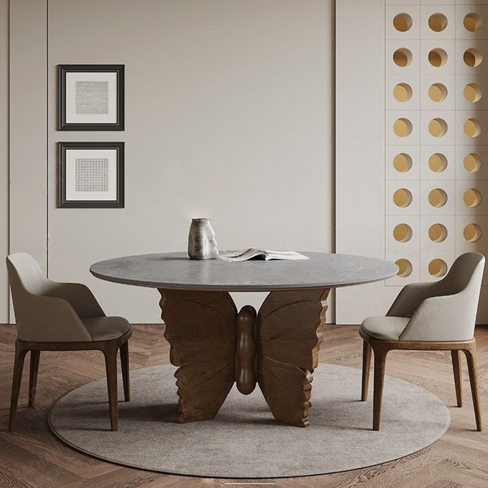 Walnut Butterfly-shaped Base Solid Wood Dining Table