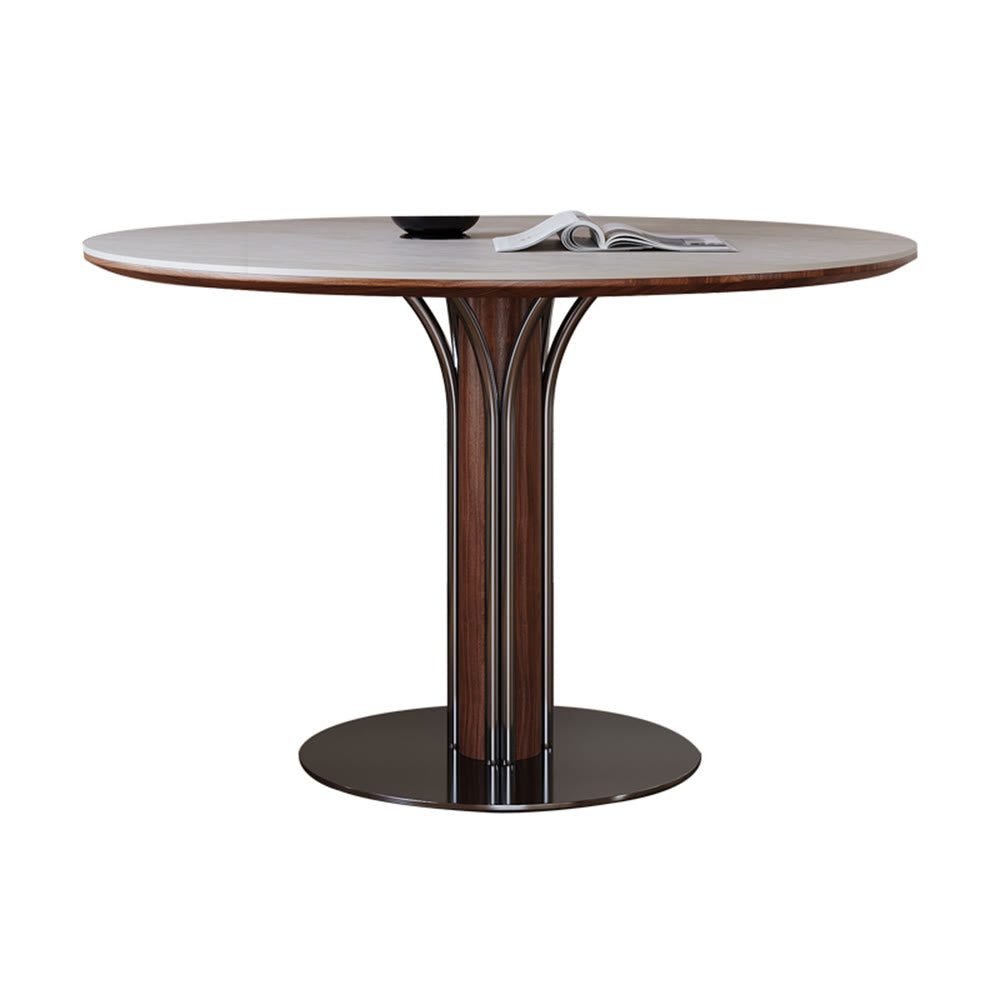 Minimalist Round Metal Chassis Dining Table
