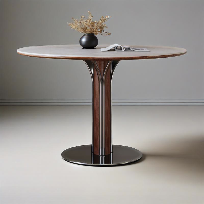 Minimalist Round Metal Chassis Dining Table - W43.31" x D43.31" x H29.53" - image 0
