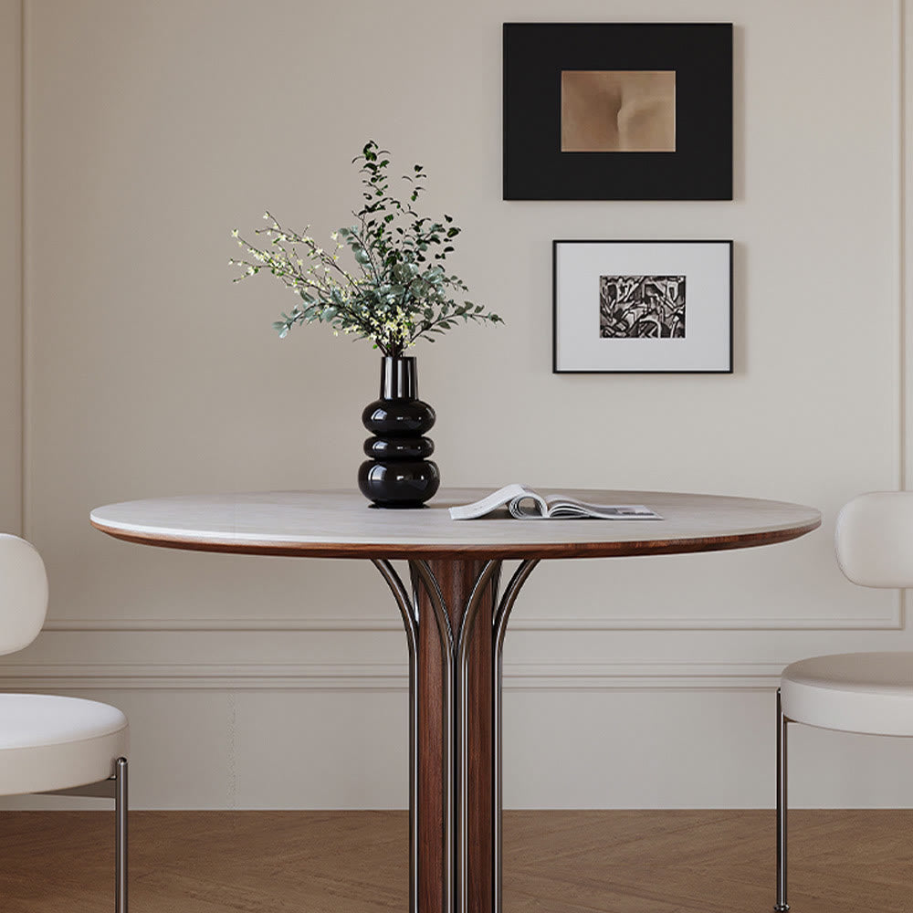 Minimalist Round Metal Chassis Dining Table