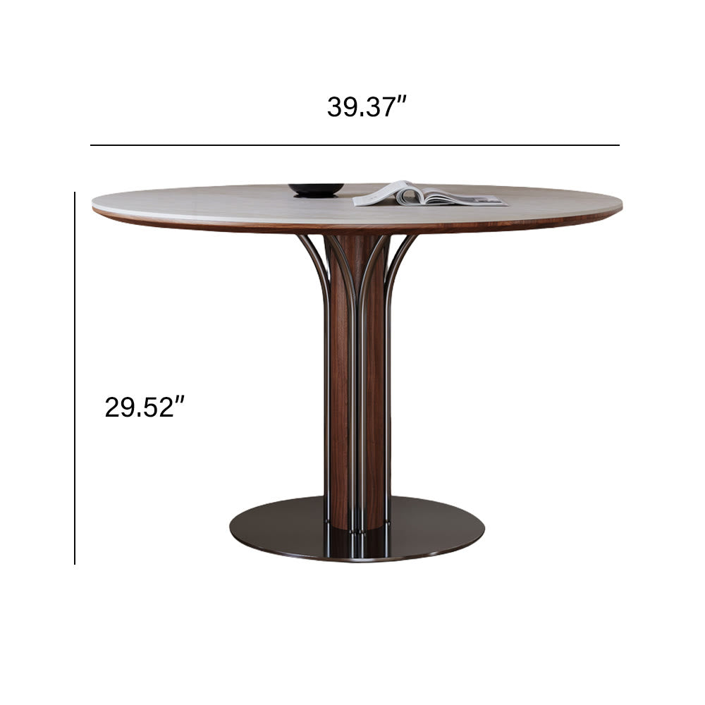Minimalist Round Metal Chassis Dining Table