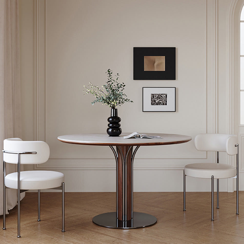 Minimalist Round Metal Chassis Dining Table