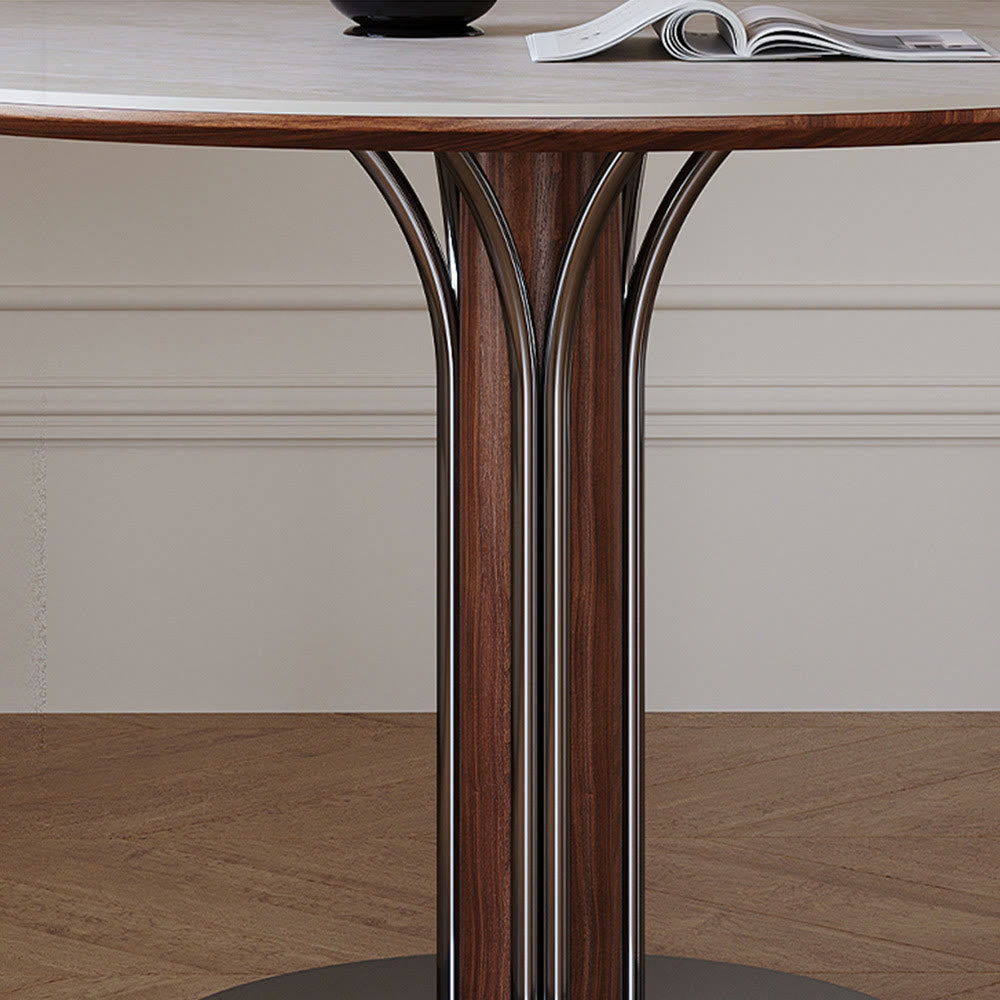 Minimalist Round Metal Chassis Dining Table