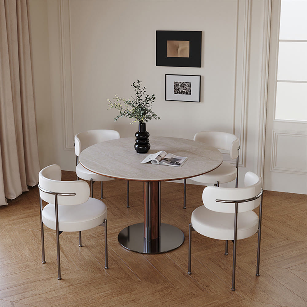 Minimalist Round Metal Chassis Dining Table - image 4