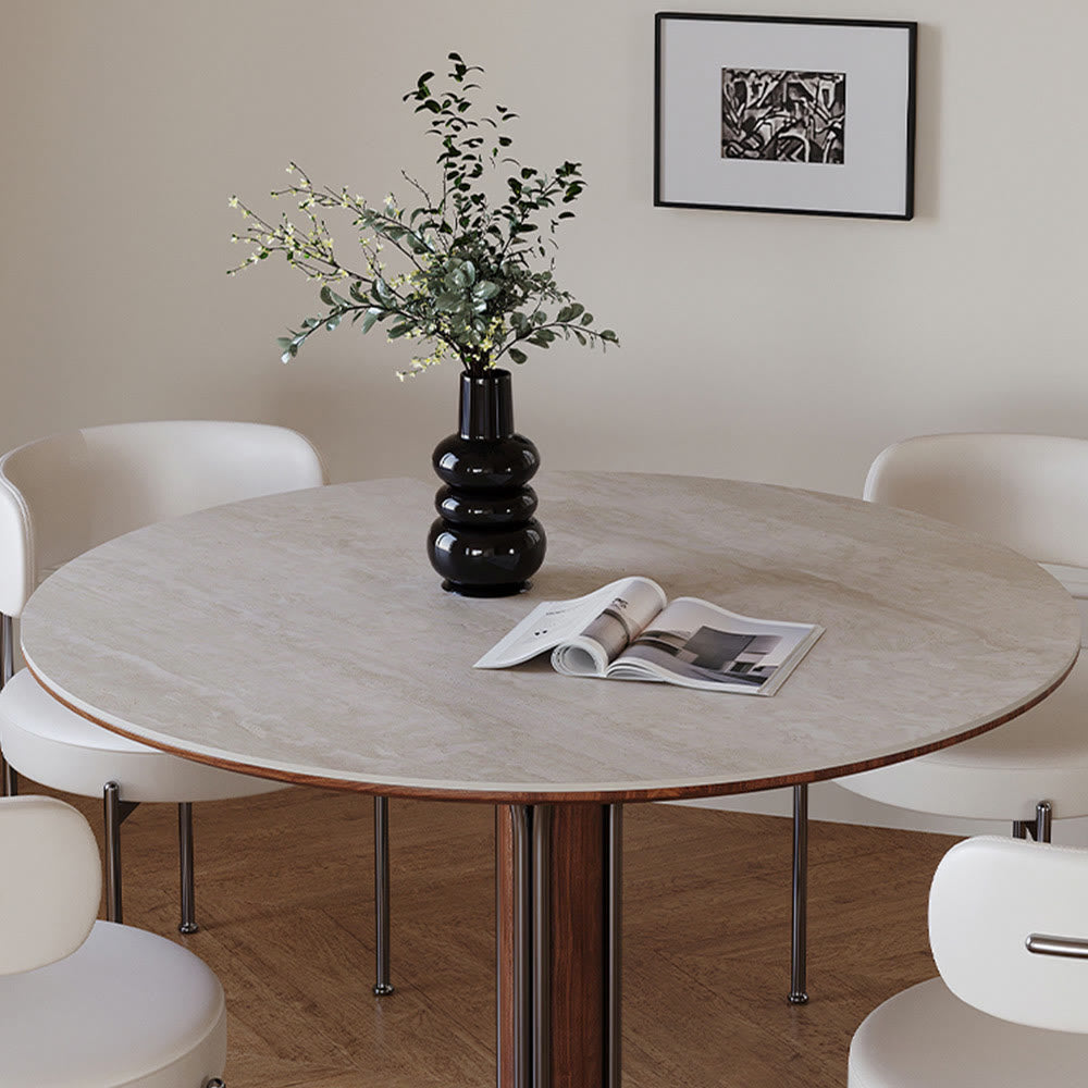 Minimalist Round Metal Chassis Dining Table