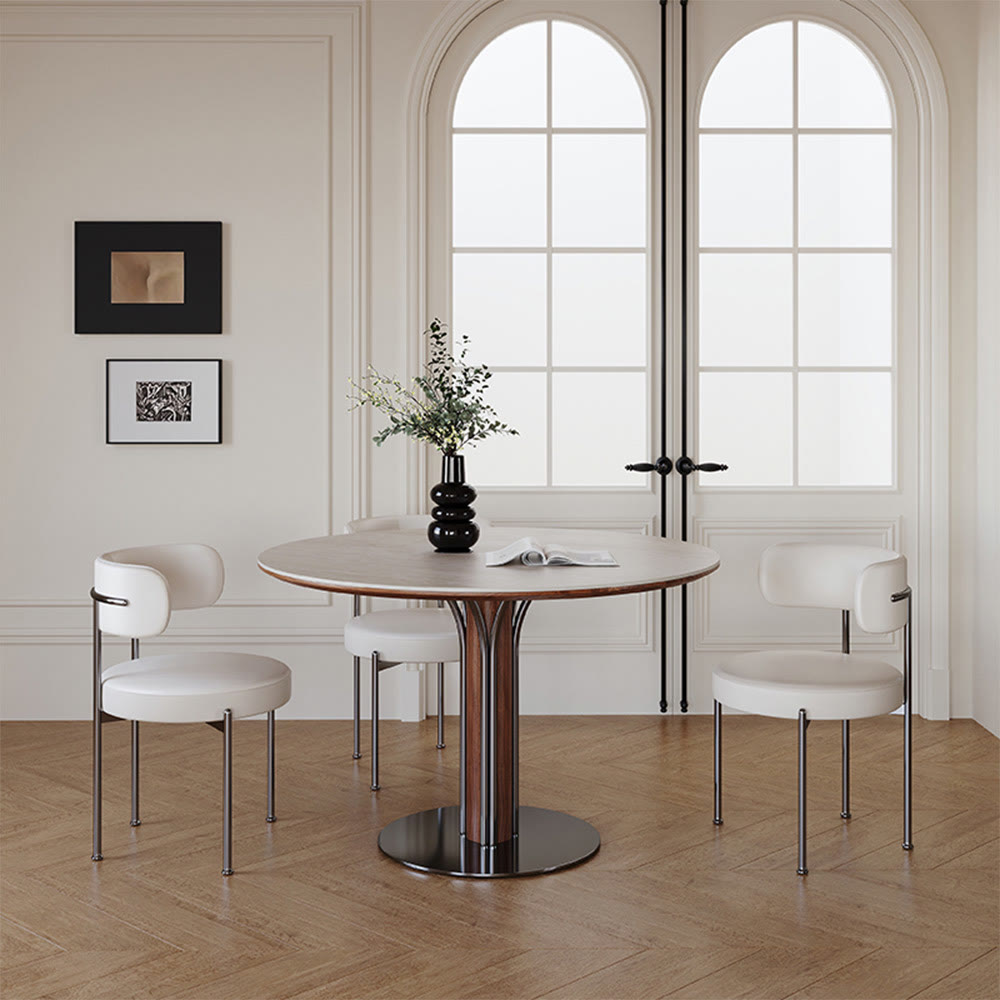 Minimalist Round Metal Chassis Dining Table