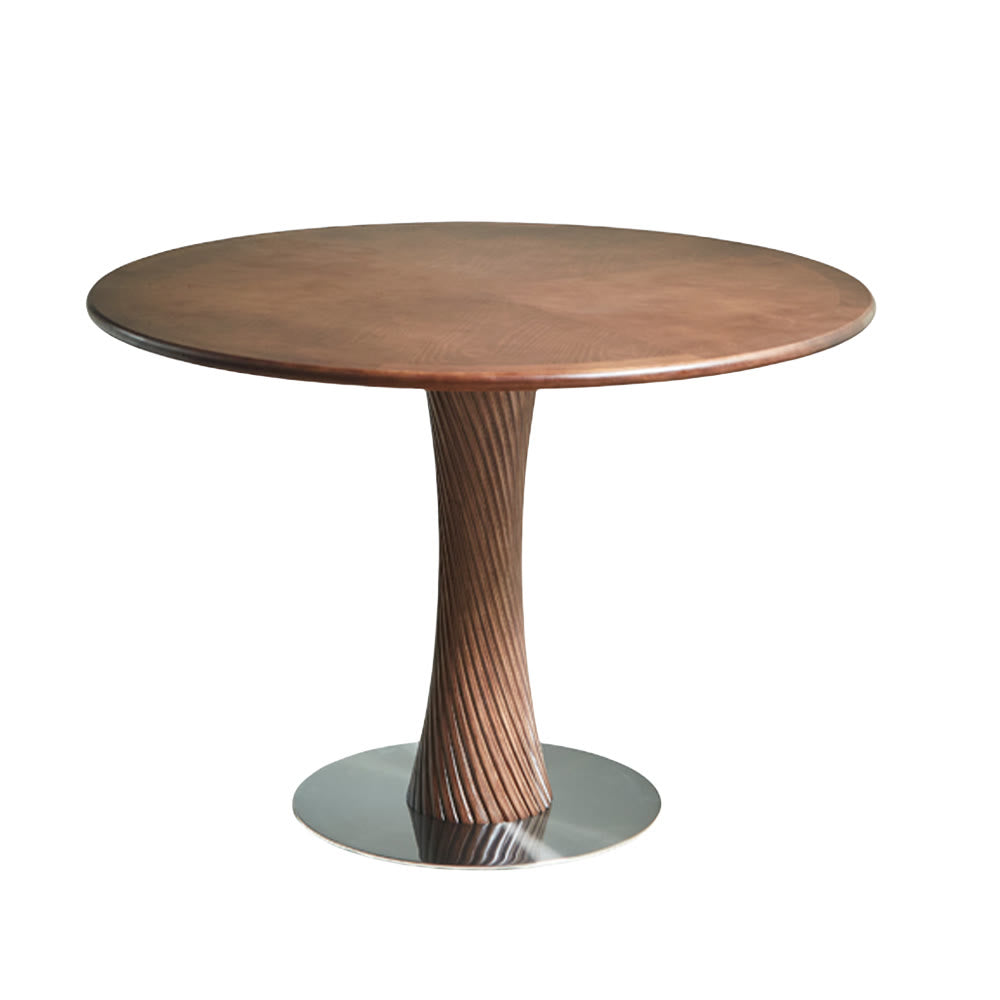 Spiral-pattern Solid Wood Base Dining Table